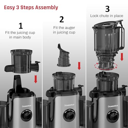 Image of Domestica Dripdrop Cold Press Juicer for Home | Slow Juicer for Fruits, Veggies & Nut Milk with BLDC Motor | High Juice Yield, Low Noise Operation | 108mm Large Chute, Easy Assesmbly & Cleaning(Black)