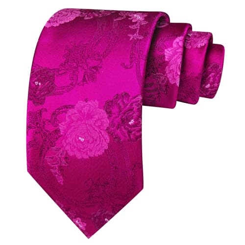 Image of Barry.Wang Flower Ties for Men Silk Woven Floral Tie Sets Necktie Handkerchief Cufflinks Wedding Party