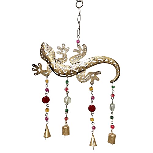 ROCKING GIFTS Mobile Windspiel Eidechse mit Glöckchen, Gecko, goldfarben, für den Aussenbereich, 60 cm ROCKING GIFTS Mobile Windspiel Eidechse mit Glöckchen, Gecko, goldfarben, für den Aussenbereich, 60 cm
