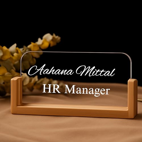 Image of Designation, Personalised LED Name Gifts, 3D Illusion Lamp Gift for Doctor,Teacher Office Laser Cut Material Acrylic Transparent (Office Table Lamp)