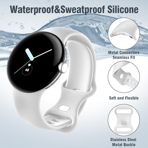Image of kytuwy Compatible for Google Pixel Watch Bands, Soft Silicone Sport Strap Metal Buckle for Google Watch 2 Band, Replacement Pixel Watch Band for Women Men