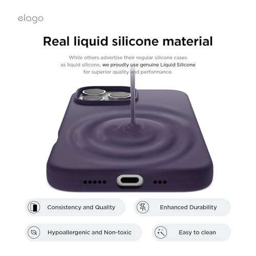 elago Magnetic Liquid Silicone for iPhone 16 Pro MAX case cover compatible with MagSafe Shockproof - Deep Purple