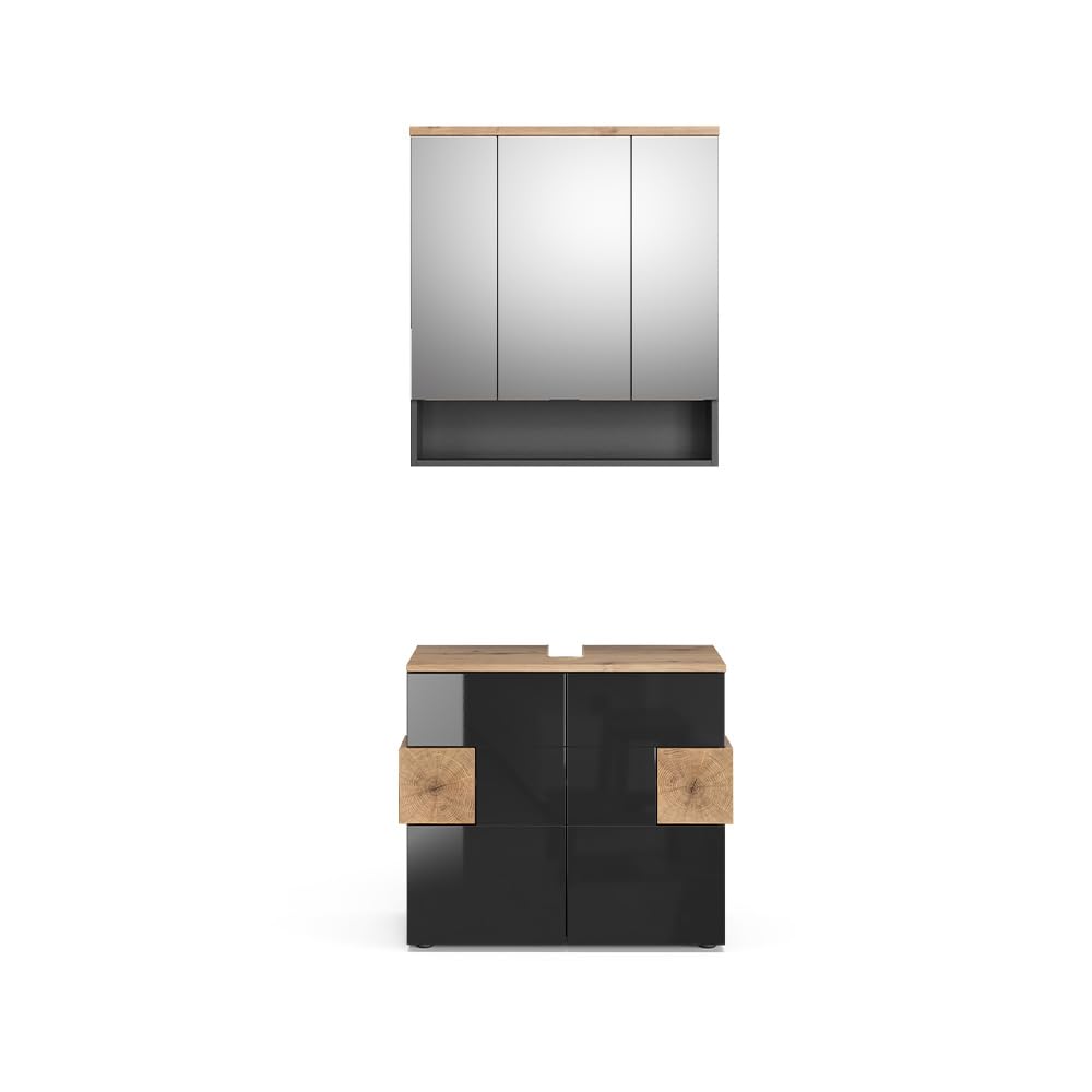 Vicco set mobili bagno Eden, Antracite/​Rovere artigianale, 2 parti