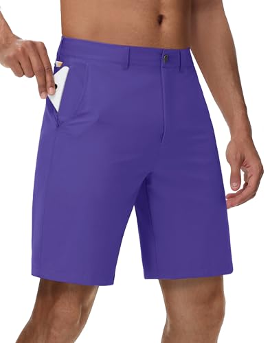 JWM Mens Golf Shorts 8/11 Inseam with Zip Pocket Flat Front Dress Short