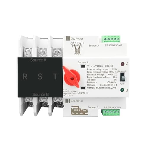 Interruptor ATS doble potencia 3P 63A carril DIN selector eléctrico mini 5