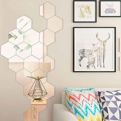 Espelho Em Acrilico De Decorativo Parede Hexagonal 10 Peças Decoração Sala Quarto Banheiro