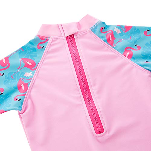 stylesilove Little Girl Pink Flamingo One-Piece Rash Guard Swimsuit with Sun Hat 2pcs Set Bathing Suit Beach Siwmwear4