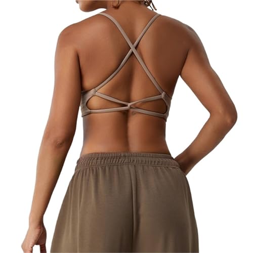 Top de Pilates transpirable con push up y tirantes cruzados para gimnasio TRRYUIP