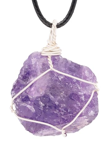 Lebensquelle Plus Gefasster Rohstein Anhänger | Natürlich gewachsener Kristall (Amethyst)