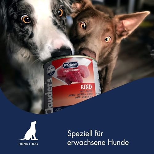 DR.CLAUDER'S - Selected Meat Prebiotic | Nassfutter in Lebensmittelqualität mit Inulin für eine gesunde Darmflora bei ausgewachsenen Hunden. Alleinfutter in der Dose | 200g Rind