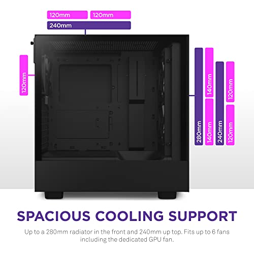 Image of NZXT H5 Flow RGB Compact ATX Mid-Tower Computer Case /Gaming Cabinet - Black | Support Mini-ITX, Micro-ATX, ATX | Pre-Installed 2 x 140mm Front Fans, 1 x 120mm Rear and Bottom Fans - CC-H51FB-R1