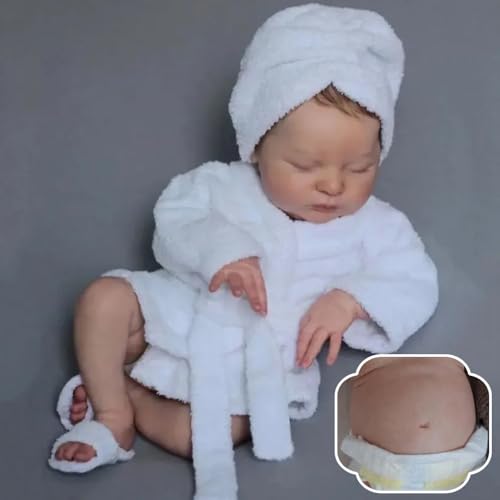 RXDOLL Muñecas de bebé durmiendo Reborn de silicona de cuerpo completo de 20 pulgadas realistas para niña recién nacida, muñecas de bebé anatómicamente correctas que parecen reales de silicona para