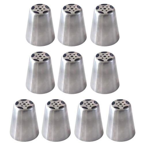 ステンレス鋼の配管チップ ケーキデコレーションチップ 10個パック クリエイティブなケーキデコレーション用で、家庭で簡単に使用できるベーキング配管ノズルセット