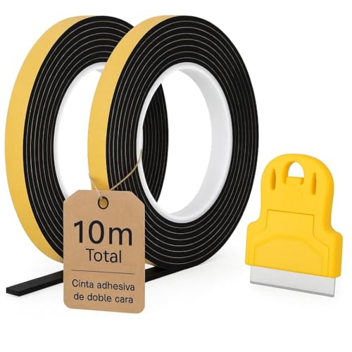 Pack 2 Cintas Sellado Cocina 5m Cada Una Total 10m Junta Vitrocerámica Caucho EPDM 10mmx2mm Alta...