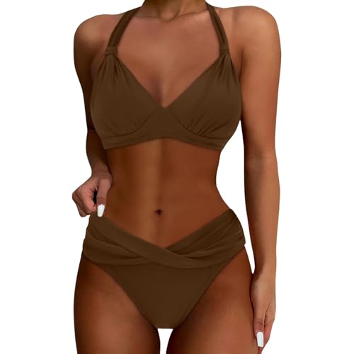 Sport Badeanzug Damen, Damen Zweiteiliger Badeanzug Push Up Bikini Set Badeanzug