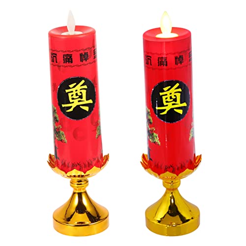 UNbit Portalámparas Budista Portavelas de Loto, 2 Piezas Lámpara de Sacrificio Decoración del Altar Lámpara LED Lámpara China Retro Luces LED Luz China Luz de entierro Lámpara Budista de Estilo Chino