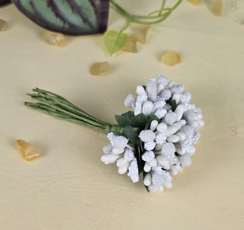 Image of SATYAM KRAFT 24 Bunch Decorative Artificial Pollen Flower Perfect for Tiara, Wedding Jewelry & DIY Making Flowers for Bouquet, Hamper, Trousseau Decoration Items(24 Bunch of 288 Pollen Each)