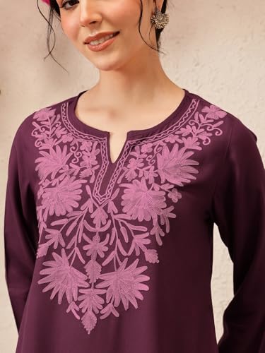 Image of QAZMI Women's Fiza Kashmiri A-Line Short Kurti