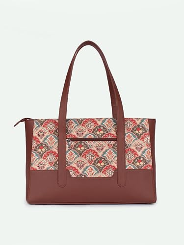 Image of ZOUK Handcrafted Vegan Leather Travel Tote Bag for Women with Multiple Compartments | Spacious Water-Resistant Shoulder Bag for Travel, Vacation, Day Trips |
