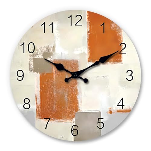 COMTEX Reloj de pared vintage y personalizado de imitación de madera sin cristal, silencioso y simple, reloj de pared para sala de estar y dormitorio sin sonido de tictac