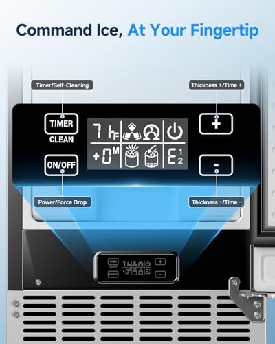 Image of Feelfunn Undercounter Ice Maker Machine - 85 lbs Daily, 24 lbs Storage, Self-Cleaning, 24H Timer, Stainless Steel Commercial Ice Maker for Home Kitchen, Bar, Restaurant, Office, Outdoor Use