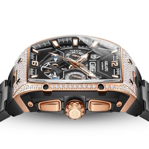 Image of OLEVS Automatic Men's Watches Fashion Diamond Dragon Skeleton Mechanical Self Winding Tourbillon Stainless Steel Waterproof Luminous Watches for Men