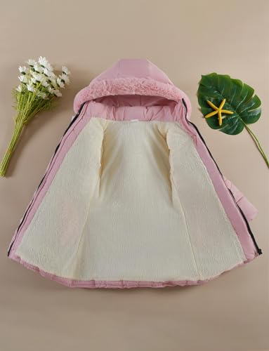 Happy Cherry Girls Fleece Lined Jacket Puffer Jacket Fur Collar Hooded Long Down Jacket Kids Windproof Coat Outerwear 20242