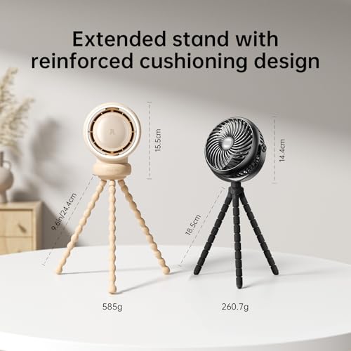 Image of JISULIFE Stroller Fan Baby Large, Safe Bladeless for Crib, Desk, 4000mAh Battery Rechargeable Portable Cooling Fan with Air Turbo Tech, Night Light, Food-Grade Gift for Mom /Dad /Friend - Brown