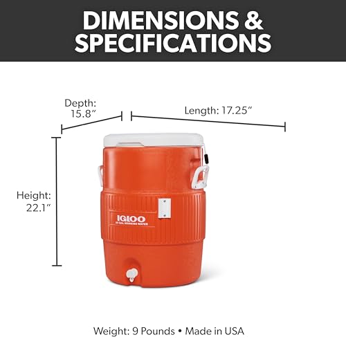 Igloo 10 Gallon Seat Top Beverage dispenser with spigot and Cup Dispenser