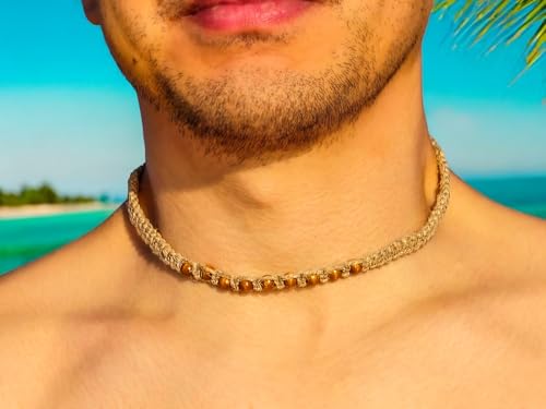 BlueRica Wood Beads on Hemp Choker Necklace2