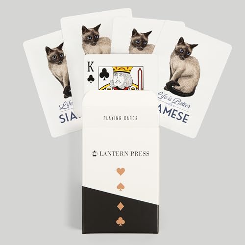 Lantern Press Siamese Cat, 52 cartas de poker miniatura 6