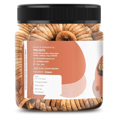 Image of TREE NUTS Afghani Anjeer Premium Dried Figs | Natural Dry Fruits Rich in Fiber, Calcium & Iron | Soft & Sweet Dry Figs for Eating, Milk, Sweets, Desserts & Healthy Snacking | High Energy Dry Fruit (500 gm)