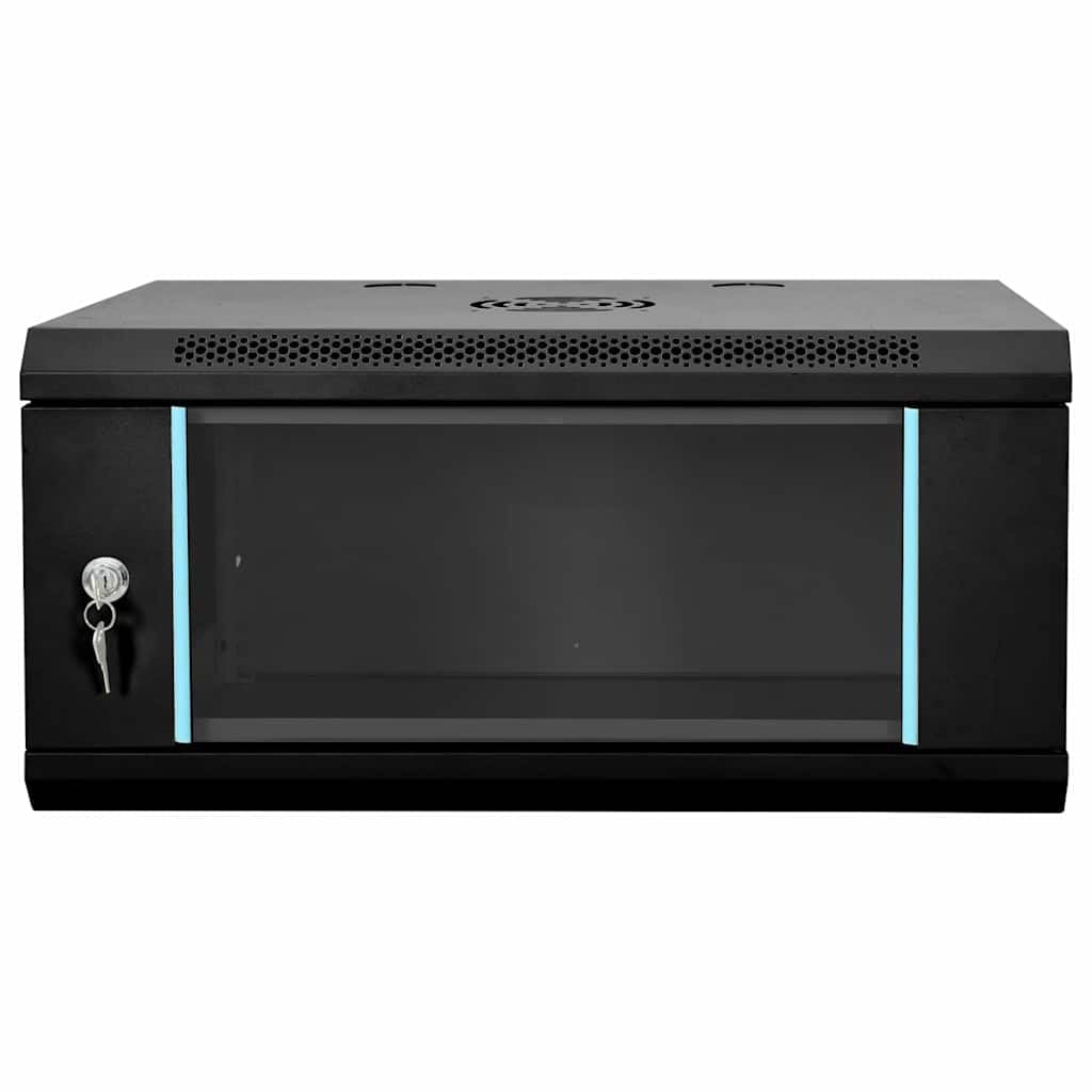 Armadio di rete da parete, 60 x 35 x 28 cm, armadio server in acciaio con anta in vetro, per ufficio e infrastrutture IT, nero