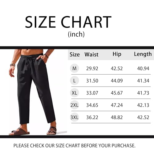 Men's Linen Pants Drawstring Casual Summer Beach Pant Lightweight Yoga Pants2