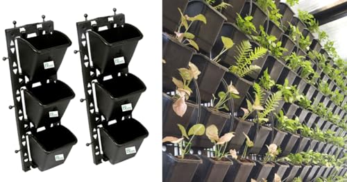Bio Blooms Agro India Pvt. Ltd. Vertical Wall Hanging Garden Pots | 15 Panels and 45 Flexible | Easy Installation, Drainage Design, Indoor Outdoor Use for Vegetables, Herbs, Flowers M2 Model