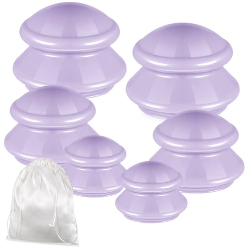 TrelaCo 6 Pieces Cupping Therapy Set Silicone Cupping Treatment 3 Sizes Massage Cup Cupping Set for Cellulite Joint Pain Muscle Pain