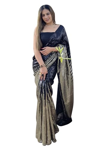 Image of AKHILAM Women's Georgette Embellished Saree With Unstitched Blouse Piece(BITTI555 JR Parent)