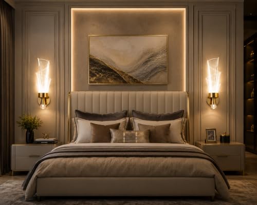 Image of FILLISKA Luxurious Acrylic Crystal Wall Lamp with Adjustable Colour Changing Function, Elegant Finish (Acrylic FrenchGold-105)