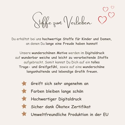 50x160cm Jersey Stoff mit Tiere - Kinderstoffe mit Waldtiere - Stoffe zum Nähen für Kinder & Baby - Mädchen Stoff aus 92% Baumwolle - Fuchs Hase Reh Wolf - keine Meterware - Miniliebe Kinderstoff