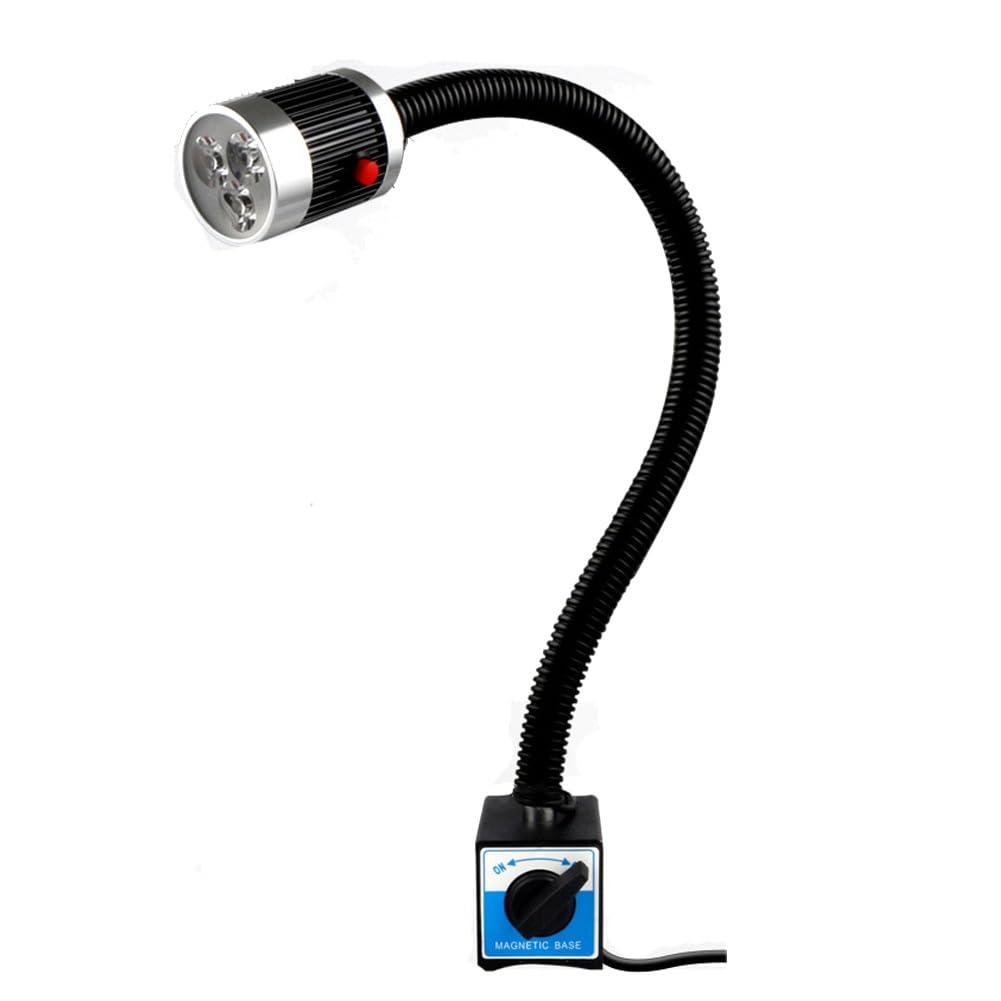 Przenośna magnetyczna lampa robocza LED, 120 lumenów na wat, lampa robocza z elastyczną łabędzią szyją, do przemysłowego oświetlenia tokarek (6 W220 V)