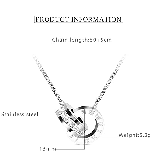 Jude Jewelers Stainless Steel Interlocking Circles Infinity Style Roman Numbers Wedding Statement Collar Necklace2