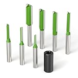 MEANLIN 7PCS Straight Cut Router Bits Set 1/4 Inch Shank Straight Dado Router Bit Set, Double and Single Flute Milling Tool, Cutting Diameter: 1/8', 5/32', 3/16', 1/4', 5/16', 3/8', 15/32'