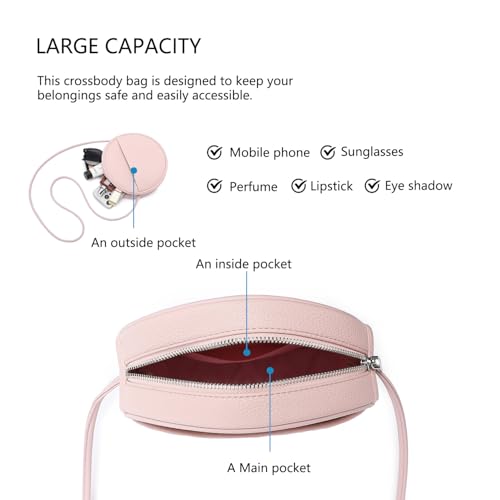 Image of Circle Crossbody Bag for Women NYLON Circle Purse with Zipper Adjustable Knot Shoulder Straps