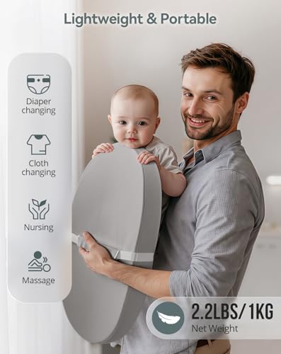 Cambiador de piel vegana COMOMY de 80 x 40 cm impermeable para bebé color gris 6