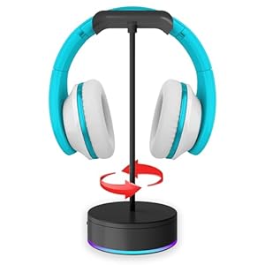Rotating Headphone Display Stand for Desk with LED Lights – Spinning Gaming Headset Stand (Black)