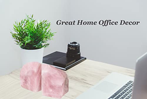 Mogemt Rose Quartz Bookends Pink Crystal Decorative Book Ends Office Home Decor Small 1 Pair 2-3 Lbs #TOP6