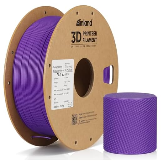 Inland PLA Basics Filament 1.75mm, 1kg Spool – Dimensional Accuracy ±0.02mm, Neatly Wound, Fits Most FDM 3D Printers (Purple, 1 Pack)