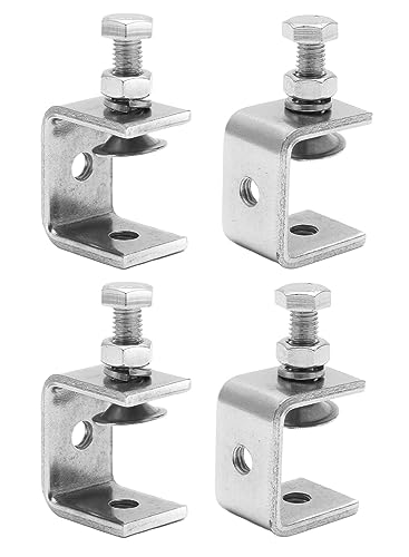 KKLM クランプ ステンレス製 Cクランプ 金具開口クランプ クランプ開口部16-27mm 調節可能 鋼製 DIY工具 切削 締付 作業 広口クランプ 工業用溶接・大工作業・家庭用クランプ 耐食性 防錆性 高耐久性 (4個セット)
