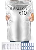 5-Gallon Mylar Bags with 2500cc Oxygen Absorbers for Food Storage, 10-Pack