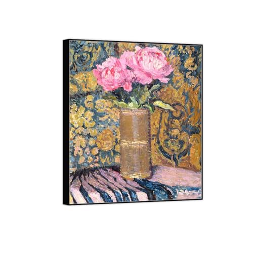 Tableau pivoines célèbres impression sur toile noire 30x35cm OZPWBVY